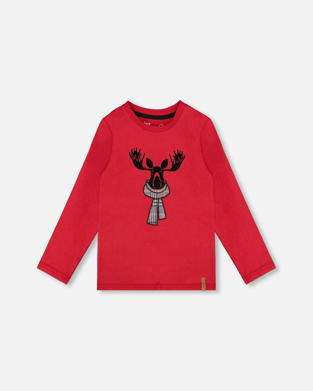 Jersey T-Shirt Cherry Red With Moose-0