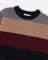 Color Block Knit Sweater Red And Black-3