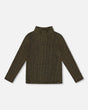 Shiny Rib Mock Neck Top Black And Gold-0