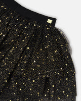 Multi Layer Glittering Mesh Skirt Black-2