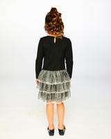 Glittering Mesh Skirt Party Dress Black-3