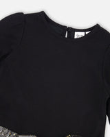 Glittering Mesh Skirt Party Dress Black-4