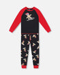 Two-Piece Organic Cotton Pajama Set Black Cookie Print-0