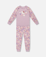 Organic Cotton Two-Piece Pajamas Lilac Cat Print-0