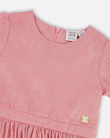 Short Sleeve Dress With Pleated Skirt Dusty Pink-3