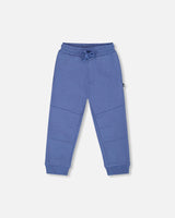 Fleece Sweatpants With Articulated Knees Blue-0