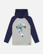 Organic Cotton Jersey Hooded Raglan Sleeve Tee Navy Blue-0