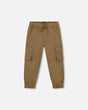 Twill Jogger Cargo Pants In Taupe-0