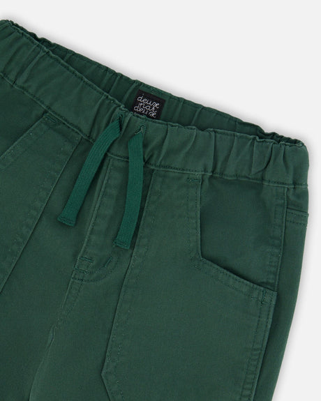 Twill Jogger Pants With Patch Pockets Forest Green-4