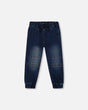 French Terry Jogger Pants Dark Blue Denim-0