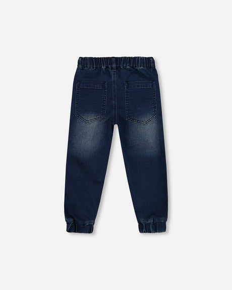 French Terry Jogger Pants Dark Blue Denim-2