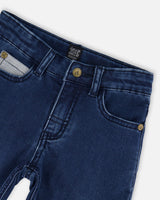 French Terry Blue Denim Pants With Contrasting Patch-3