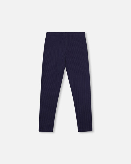 Ribbed Leggings Navy Blue-1