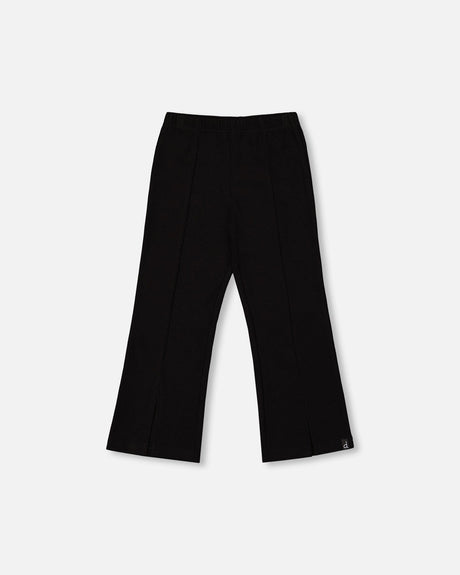 Ribbed Leggings Bootleg With Slit Black-0