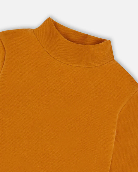 Super Soft Ribbed Mock Neck Top Golden Yellow-2