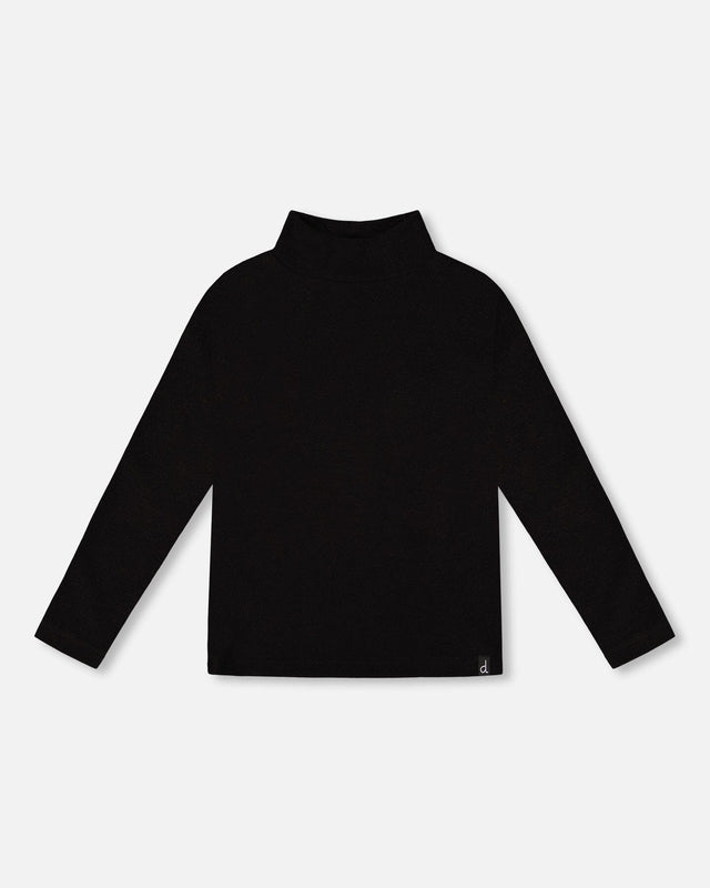 Super Soft Ribbed Mock Neck Top Black-0