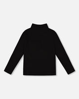 Super Soft Ribbed Mock Neck Top Black-2
