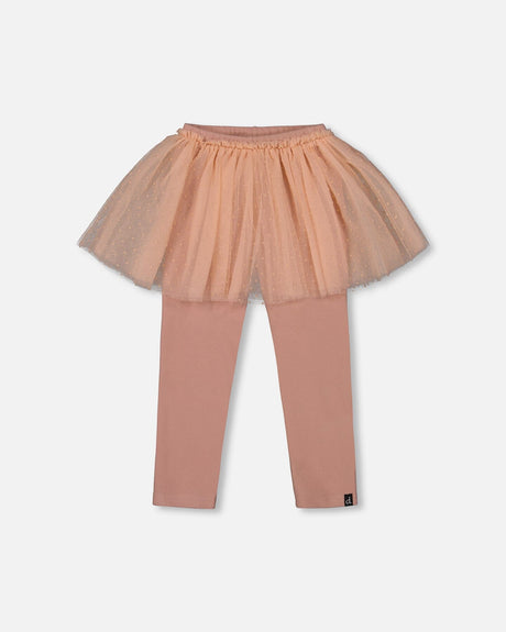 Leggings With Tulle Skirt Dusty Pink-0