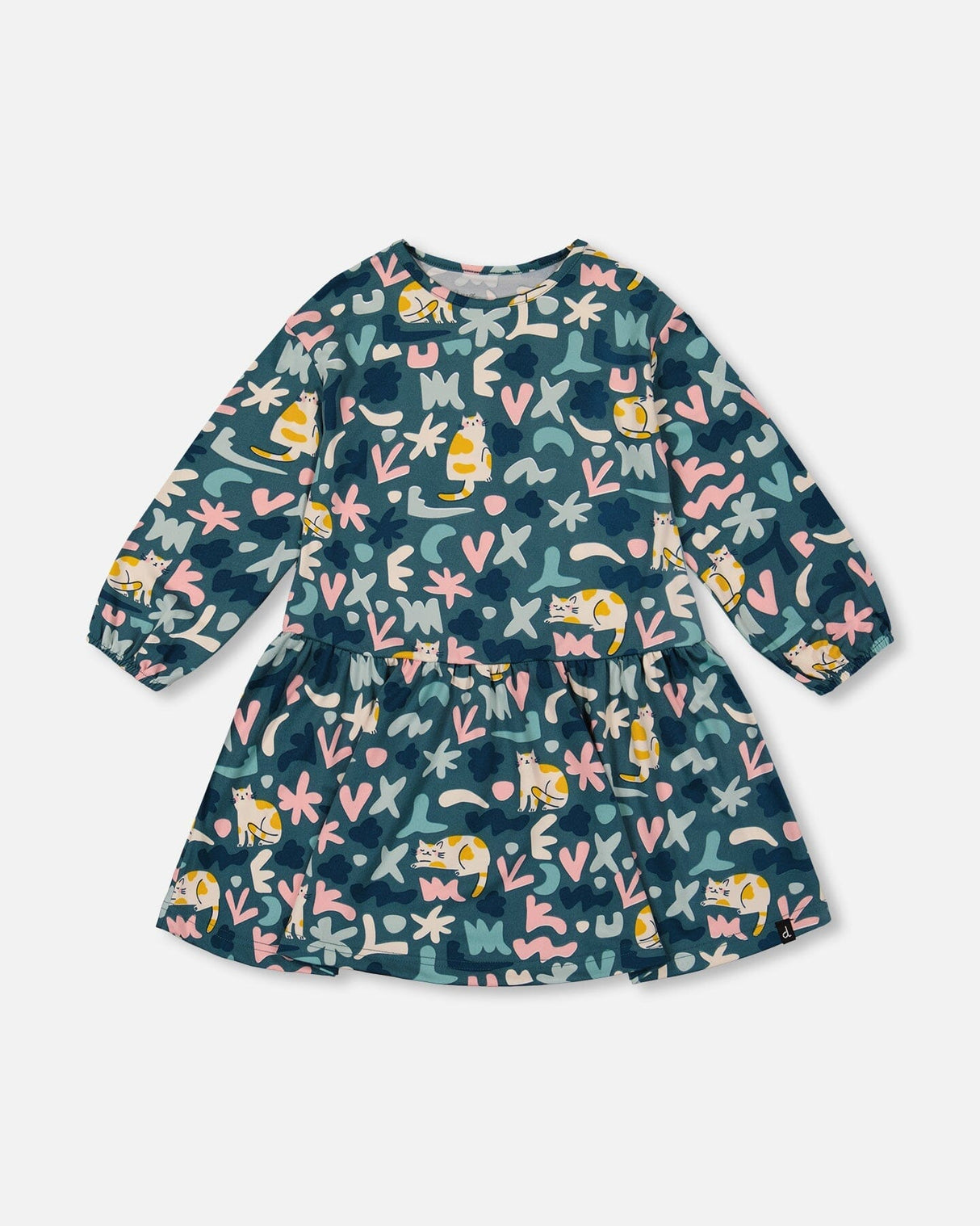 Jersey Dress Green Cat Print-0