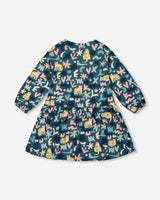 Jersey Dress Green Cat Print-2