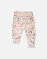 Organic Cotton Jersey Evolutive Pants Pink Printed Berries-0