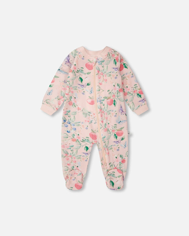 Organic Cotton Jersey One-Piece Pyjama Pink Printed Berries-0