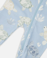 Organic Cotton Jersey One-Piece Pyjama Blue Turtle Print-3