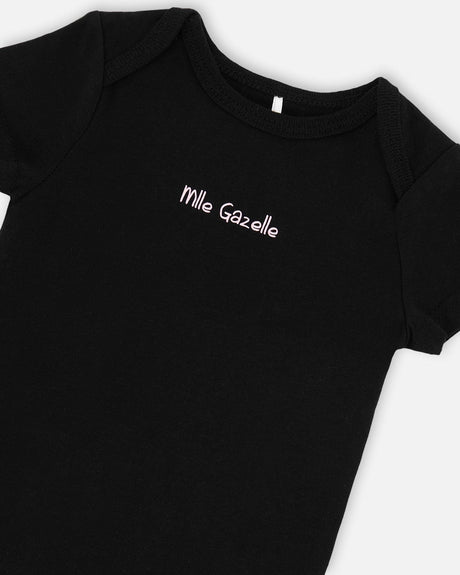 Evolutive Organic Cotton Jersey Onesie Black-3