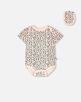 Evolutive Organic Cotton Jersey Onesie Peach Animal Print-0