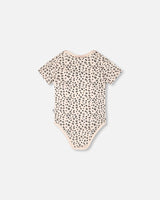 Evolutive Organic Cotton Jersey Onesie Peach Animal Print-2