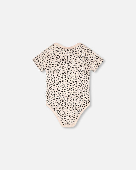 Evolutive Organic Cotton Jersey Onesie Peach Animal Print-2