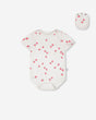 Evolutive Cotton Rib Jersey Onesie White Printed Strawberries-0
