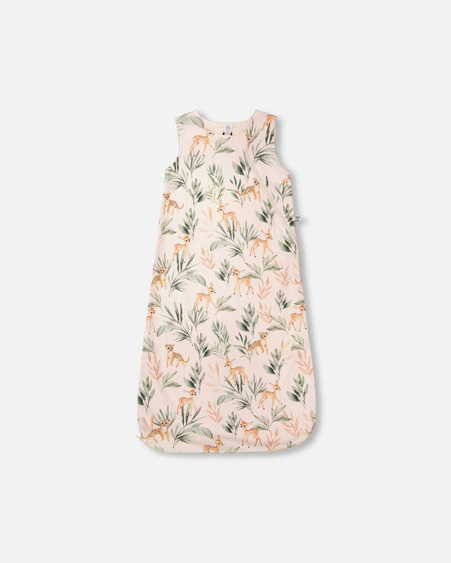 Organic Cotton Jersey Muslin Sleep Sack Peach Deer Print-0