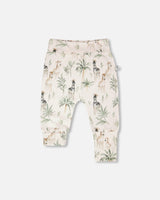 Organic Cotton Jersey Evolutive Pants Beige Zebra Print-0