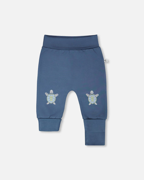 2 Pack Organic Cotton Jersey Evolutive Pants Medium Blue-2