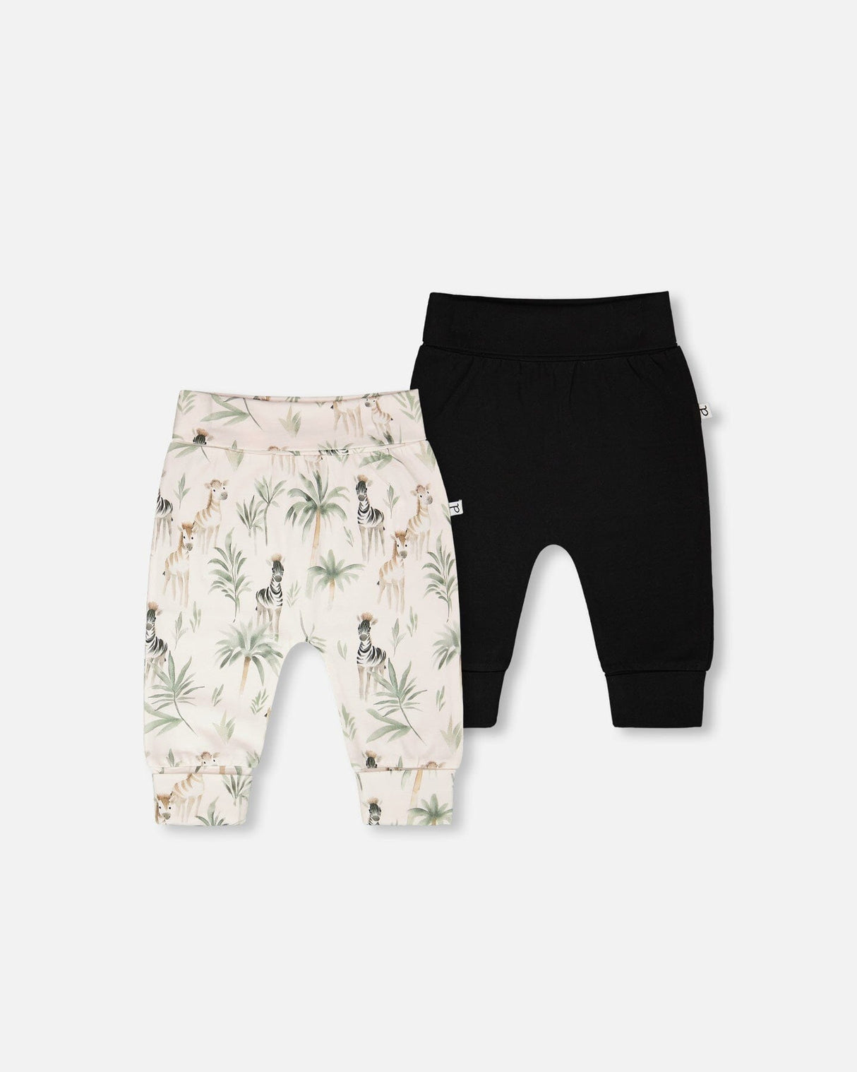 2 Pack Organic Cotton Jersey Evolutive Pants Beige Zebra Print-0