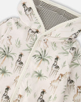 Organic Cotton Jersey Reversible Hooded Jacket Beige Zebra Print-3