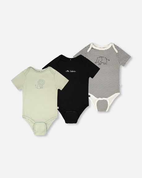 3 Pack Evolutive Organic Cotton Jersey Onesies Sage Green-0