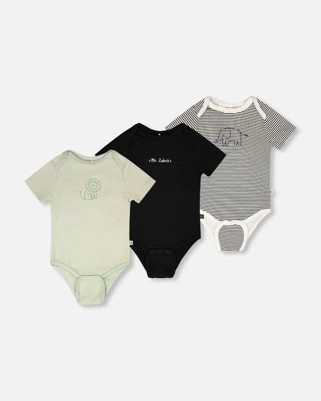 3 Pack Evolutive Organic Cotton Jersey Onesies Sage Green-0