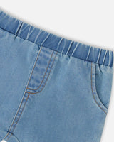 Light Blue Chambray Top And Short Set-4