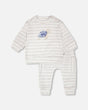 Soft Jersey Sweater And Pants Set White And Grey Stripes-0