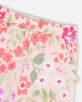 French Terry Pants Pink Printed Flowers-3