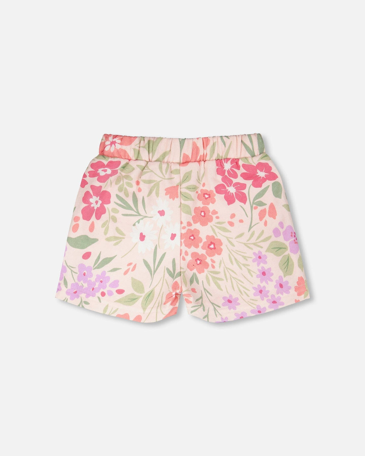 French Terry Shorts Pink Printed Flowers-3