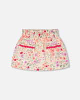 Muslin Skort Off White Printed Flowers-0