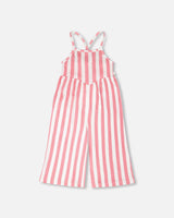 Crinkle Jersey Jumpsuit White And Pink Stripes-0