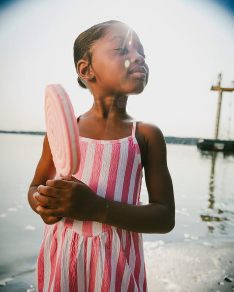 Crinkle Jersey Jumpsuit White And Pink Stripes-1