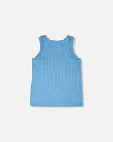 Rib Tank Top Blue-4