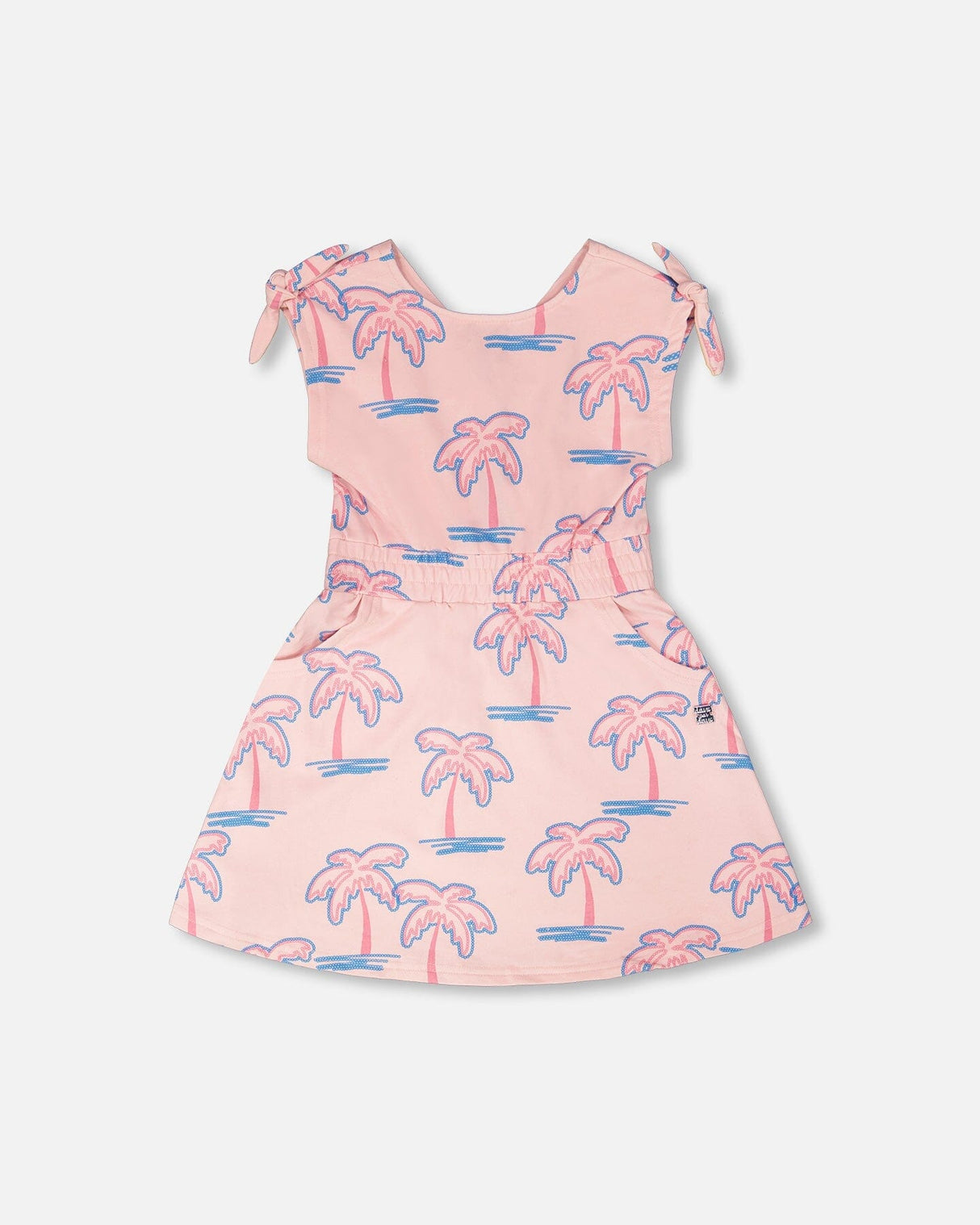 French Terry Dress Light Pink Palm Print-0