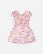 French Terry Dress Light Pink Palm Print-0