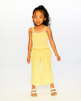 Capri Jumpsuit With Smocking Yellow Gingham-2